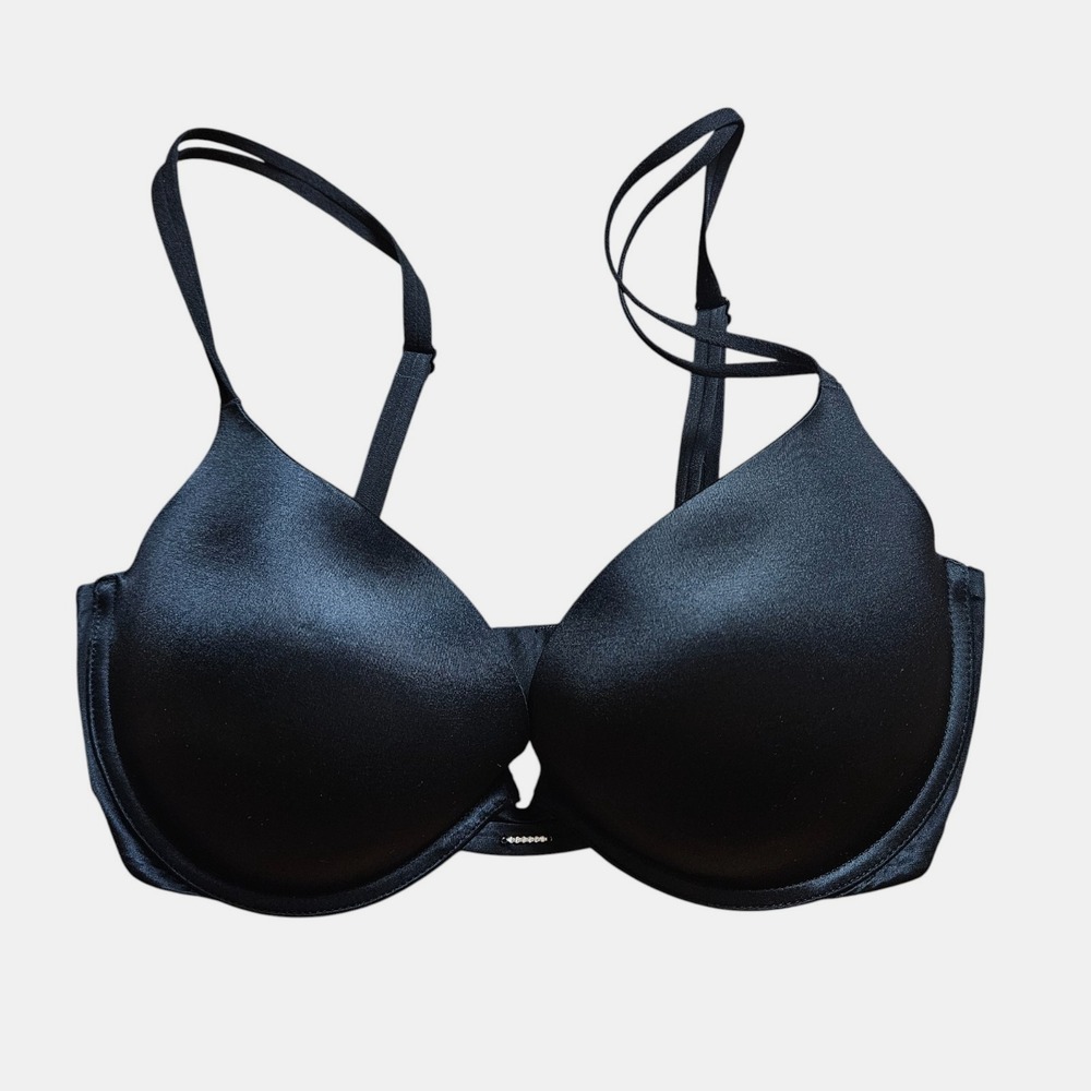 Victoria's Secret Shine Double Strap Push-Up Bra Rhinestone Detail Black‎ 386883